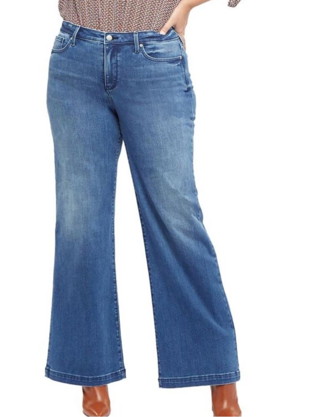 NYDJ Wide Leg Jeans Lift Tuck Technology Blue Denim Size 16W